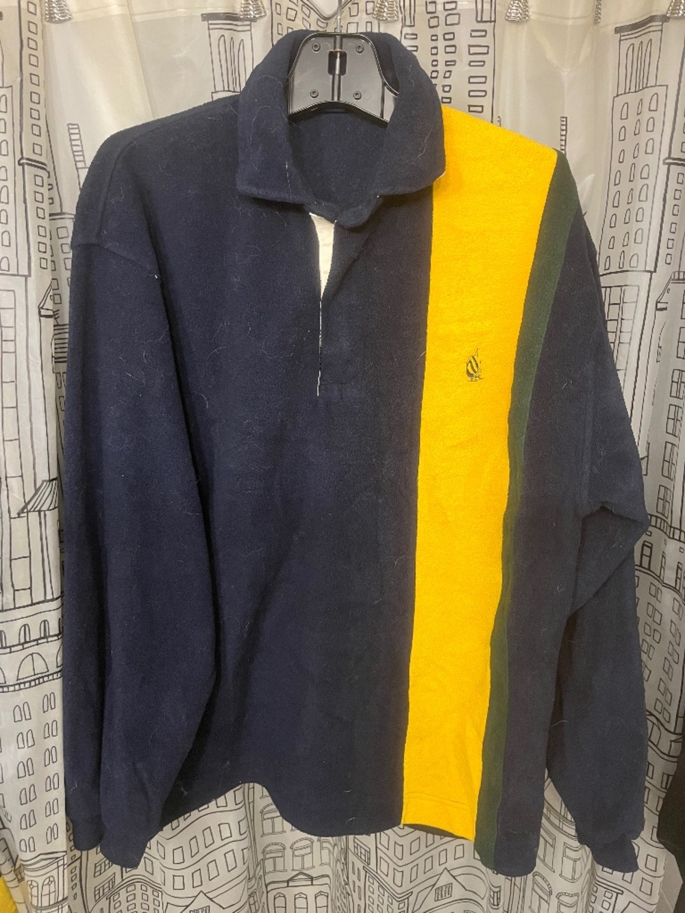 Vintage Nautica fleece polo long sleeve sweater size M